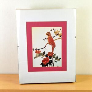 Vintage Bamboo Bird Wall Hanging: Asian Inspired Floral Art